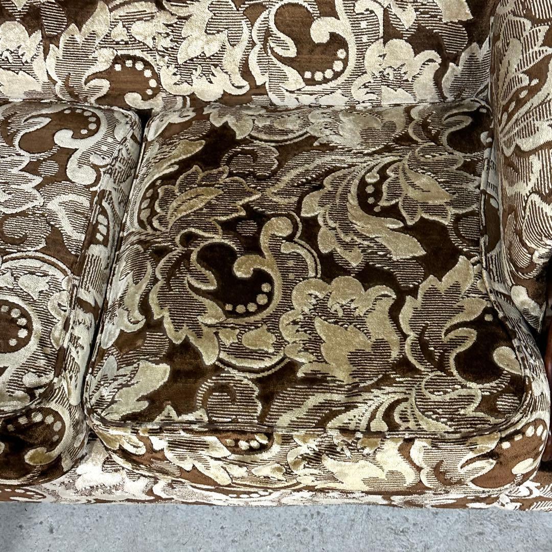 ✿70s✿ 昭和レトロ ヴィンテージ 3人掛けソファ 金華山 ×木製肘