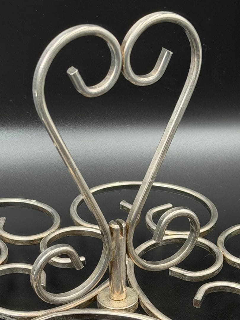アンティーク プレーテッドシルバー ケーキスタンド カップホルダー ハート 英仏