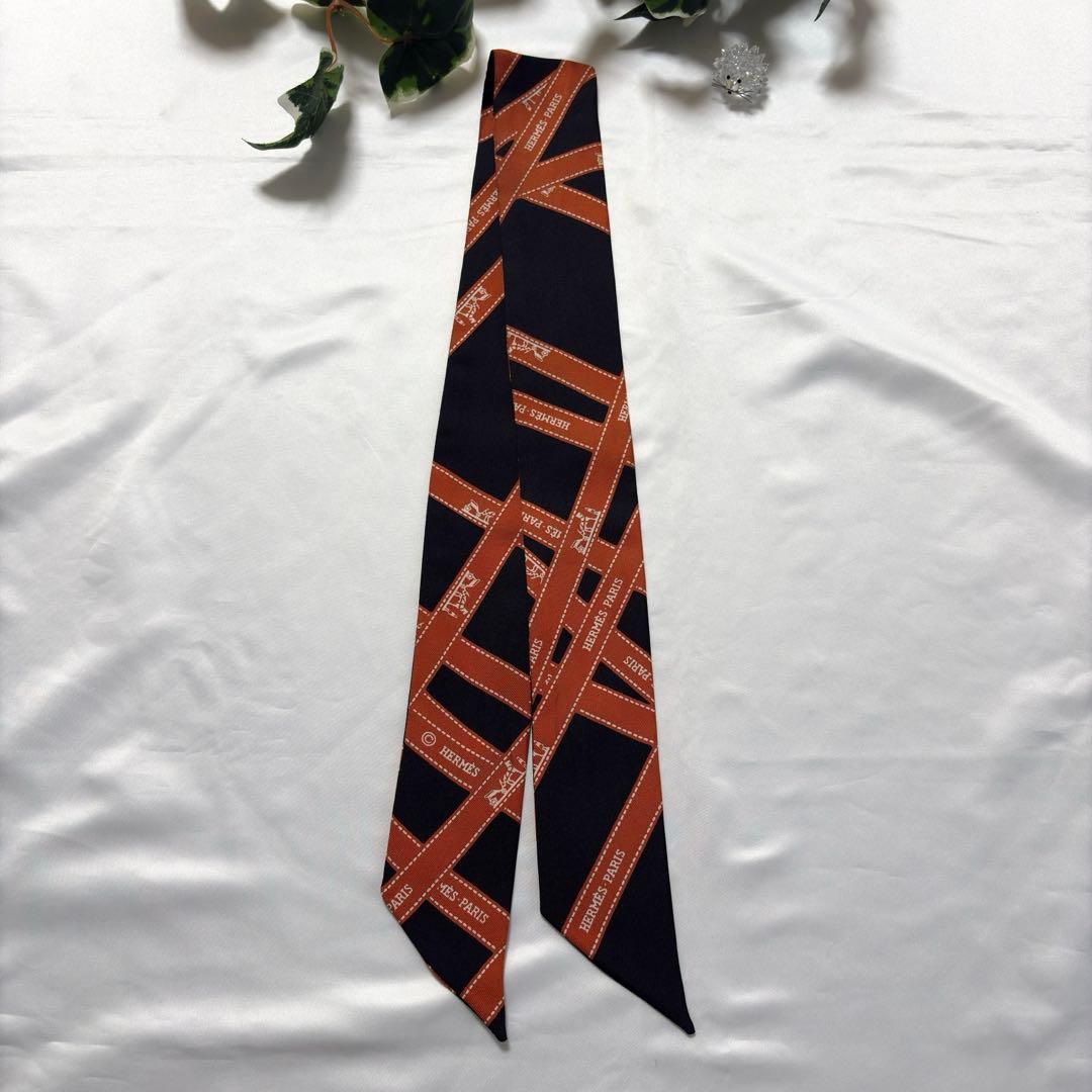 【sn様】エルメス　ツイリー　ボルデュック　ブラック✖︎オレンジ