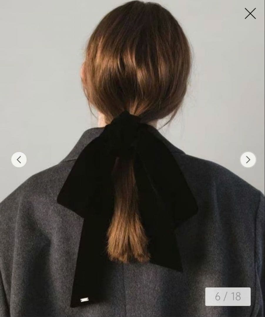 LETICIA リボンベルベットシュシュ　ブラック