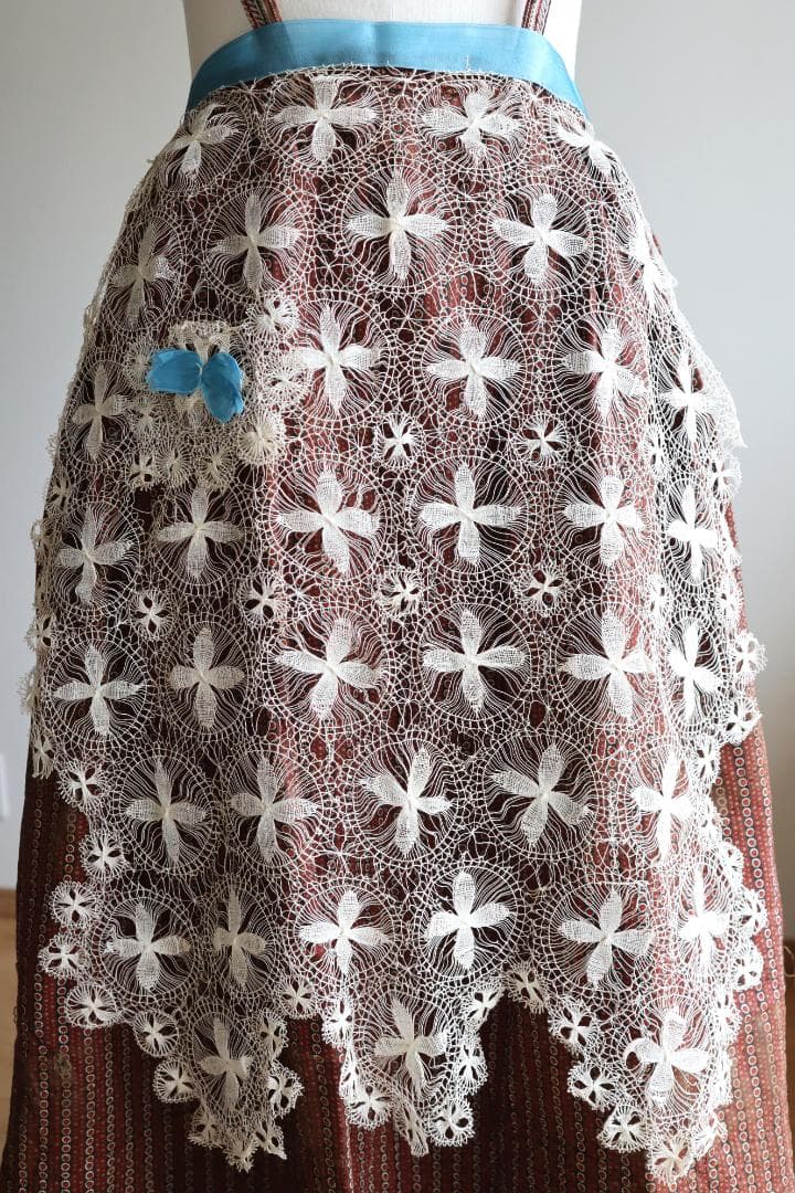 エプロン・三角巾 1930s Hand Made Tenerife Lace Half Apron