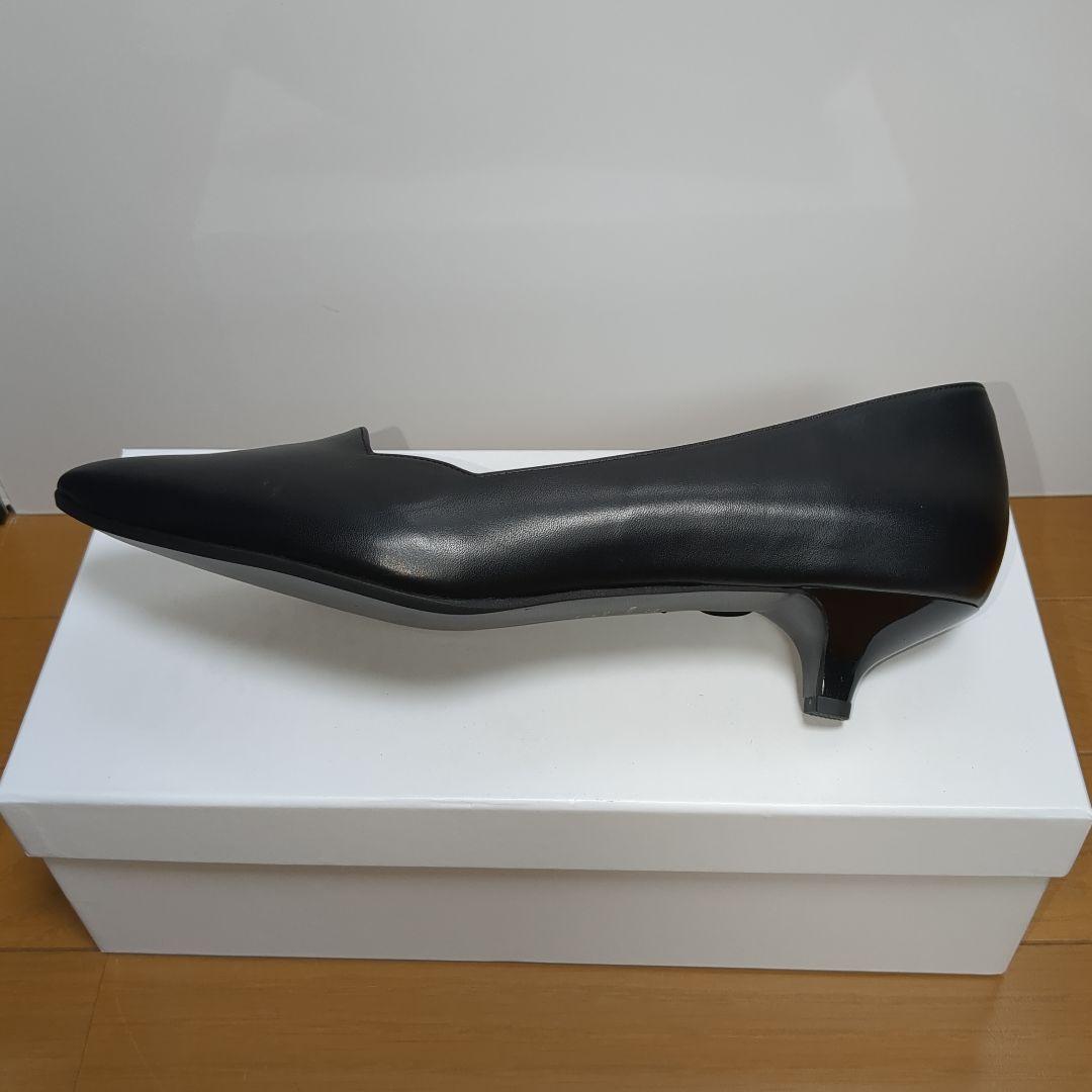 HIMIKO ブラック ポインテッドトゥパンプス 低ヒール25.5