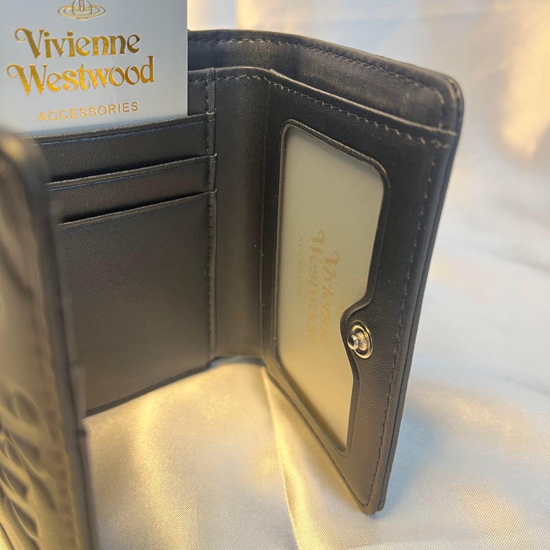 新品 Vivienne Westwood 黒ヴィヴィアン柄 三つ折り財布 大人気