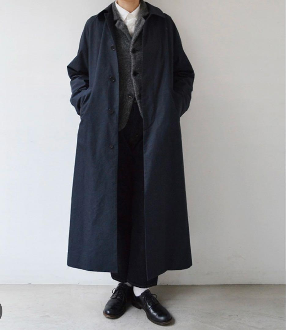 YAECA ステンカラーコートNAVY ロング