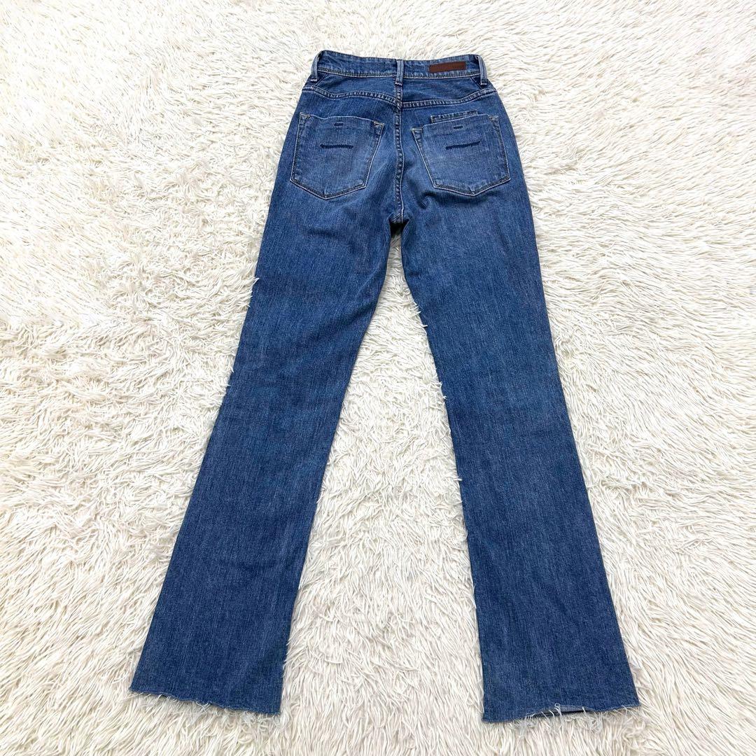 美品✨YANUK ヤヌーク セミフレアデニムパンツ ハイウエスト カットオフ