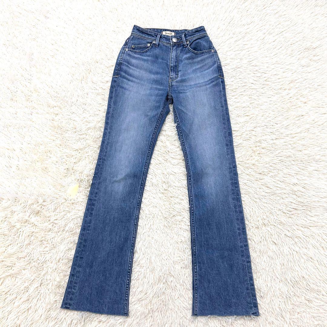 美品✨YANUK ヤヌーク セミフレアデニムパンツ ハイウエスト カットオフ