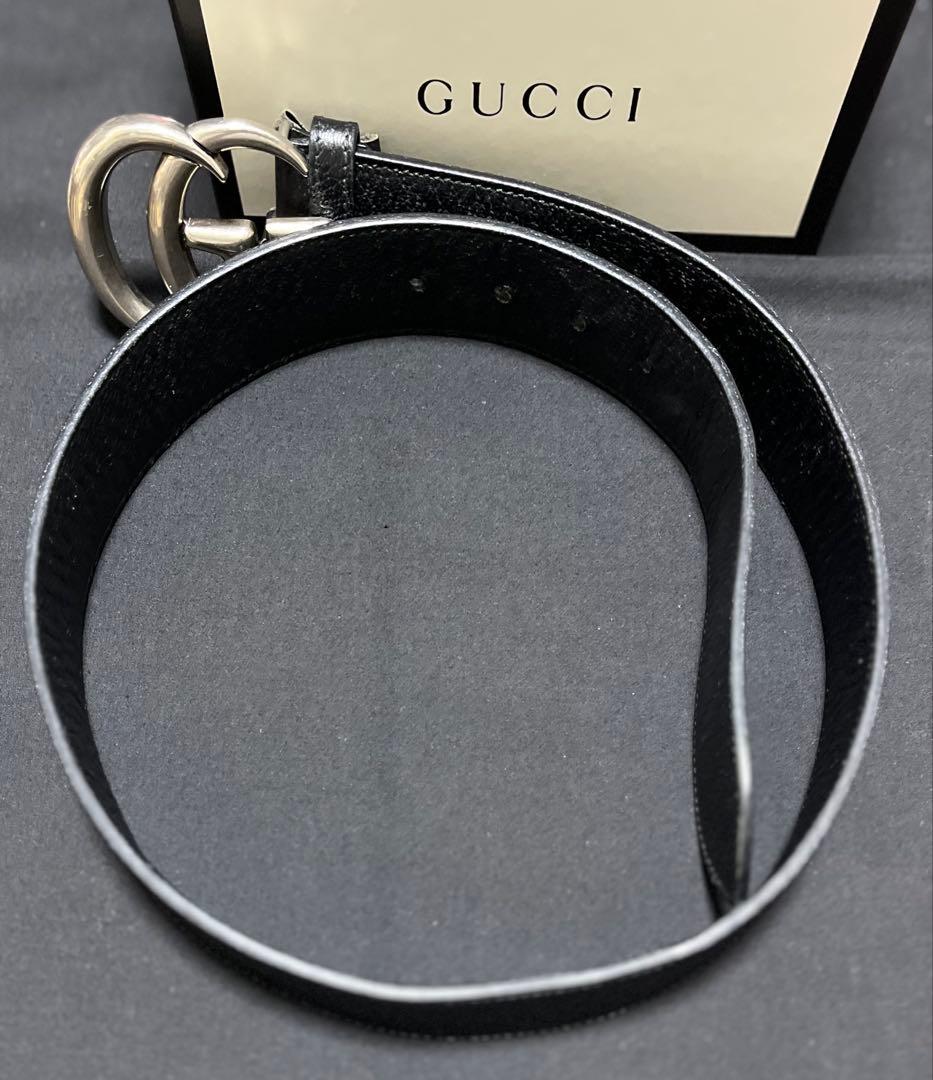 グッチベルト (GUCCI) メンズ ブラックxシルバー
