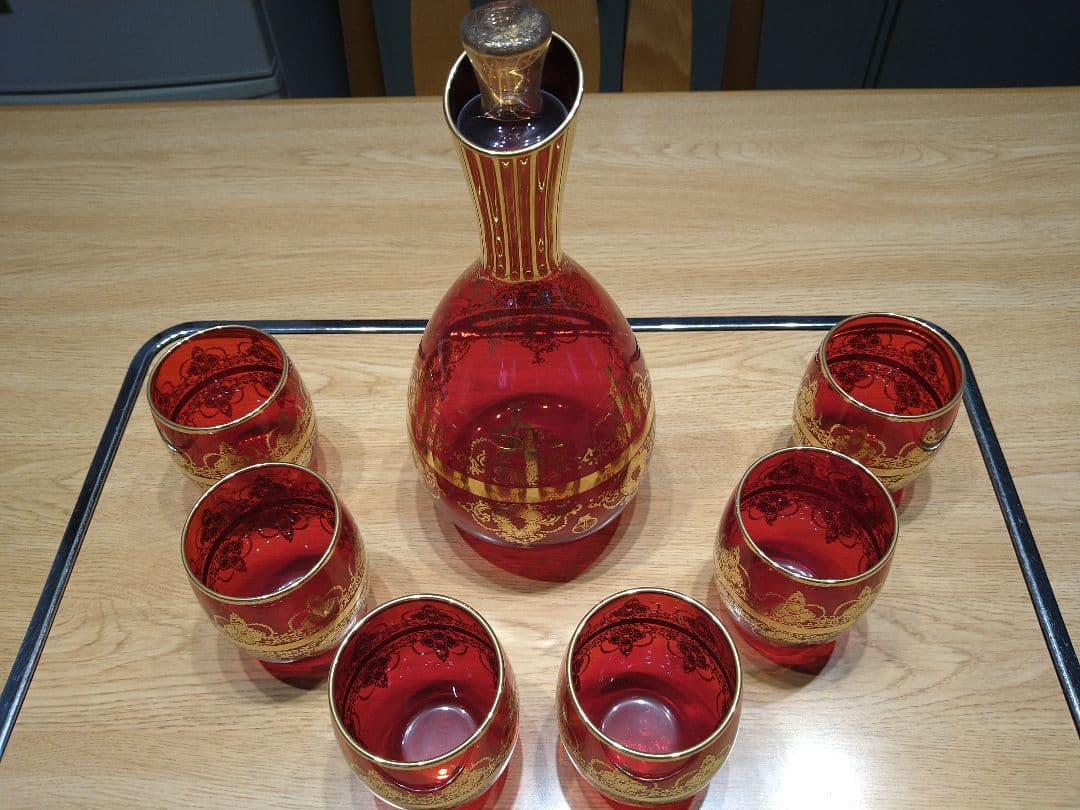 ベネチアングラス ムラノ デカンターとグラス６個