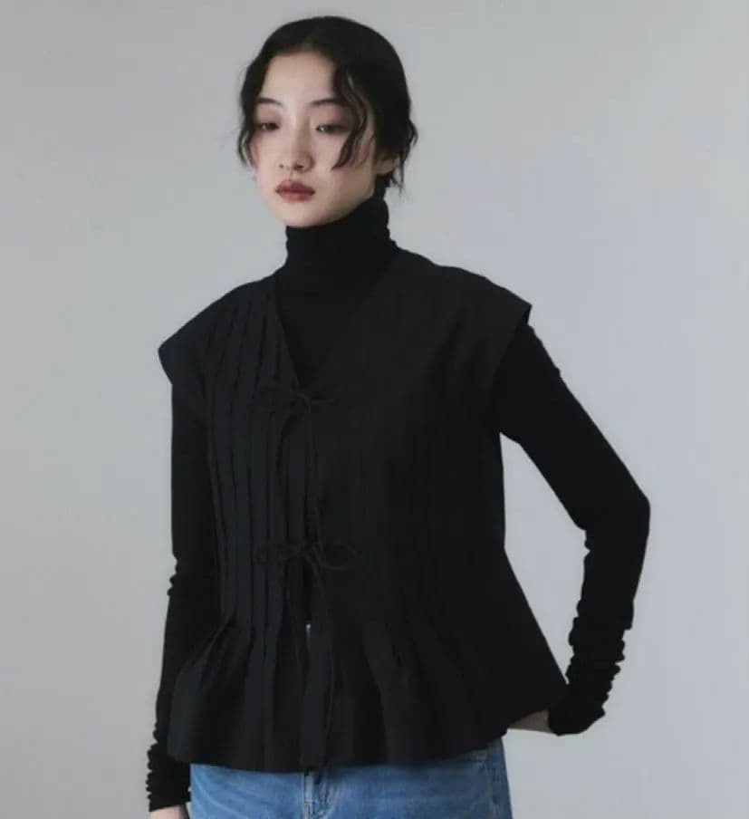 新品未使用 アダムエロペ タックフレアジレ ブラウス2way