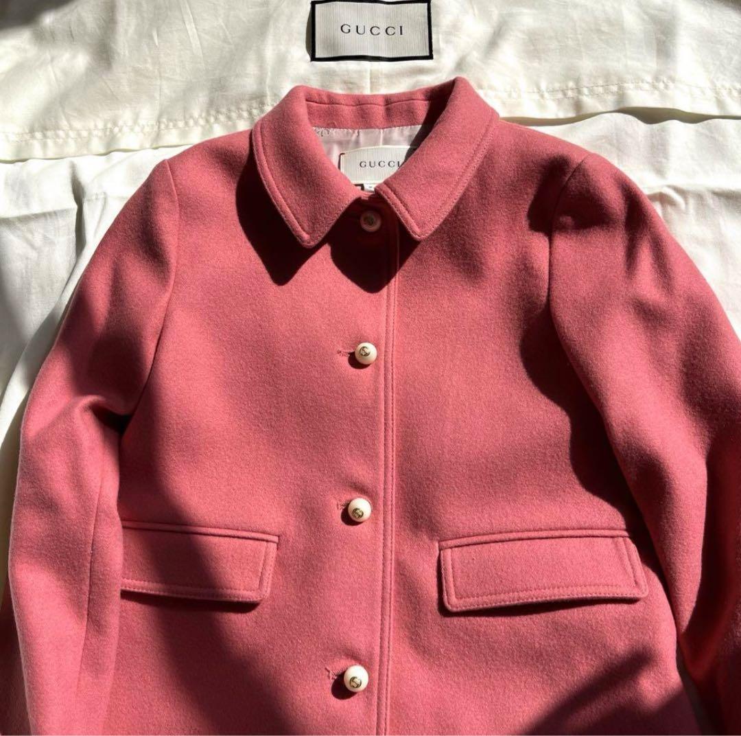 定価10万 グッチ メルトン コート GGパール　サイズ6 ピンク　110㎝