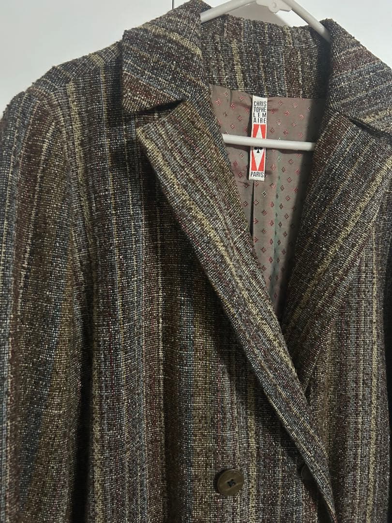 CHRISTOPHE LEMAIRE ストライプ織り ロングコート