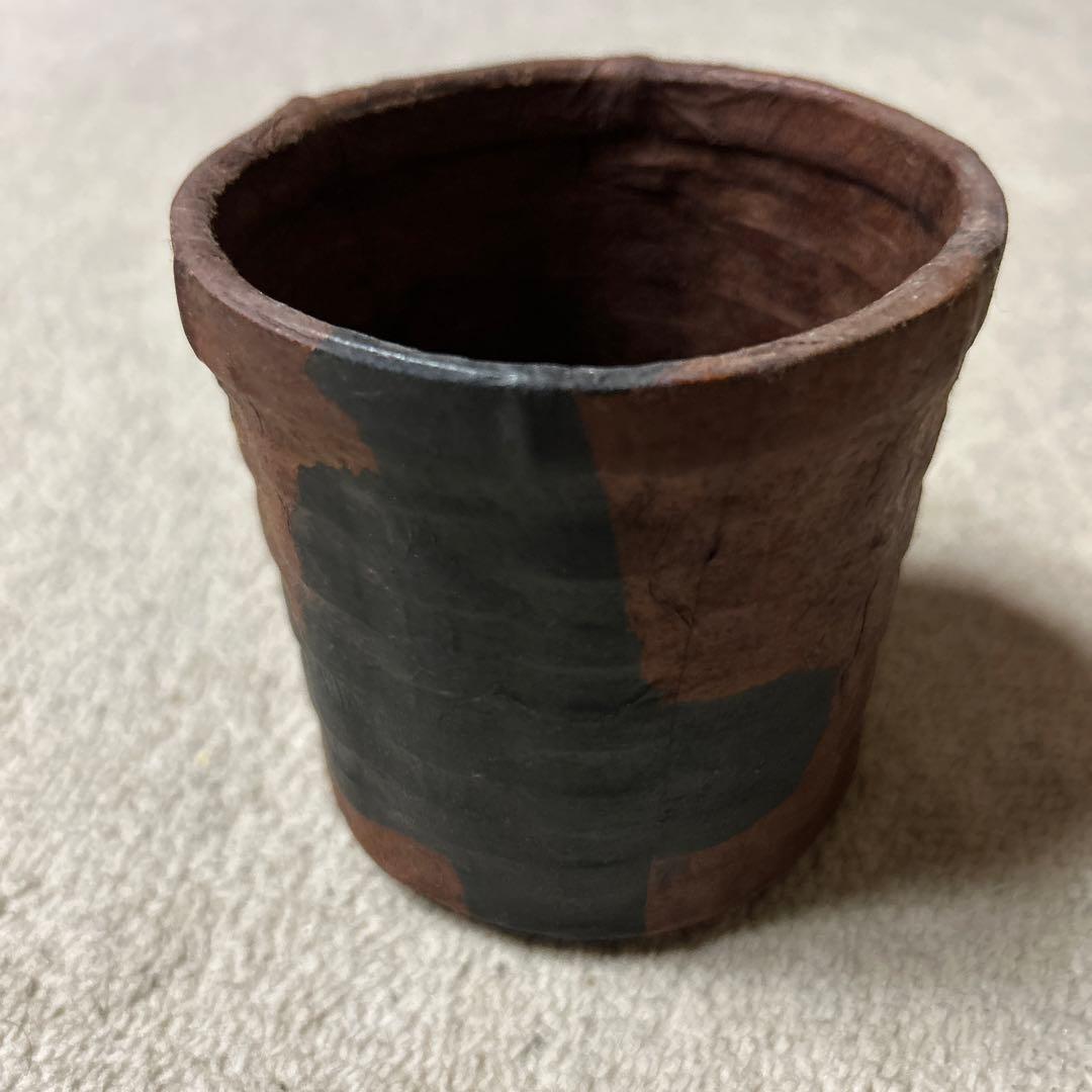 一閑張りバッグとペン立て　ヴィンテージ　伝統工芸　柿渋