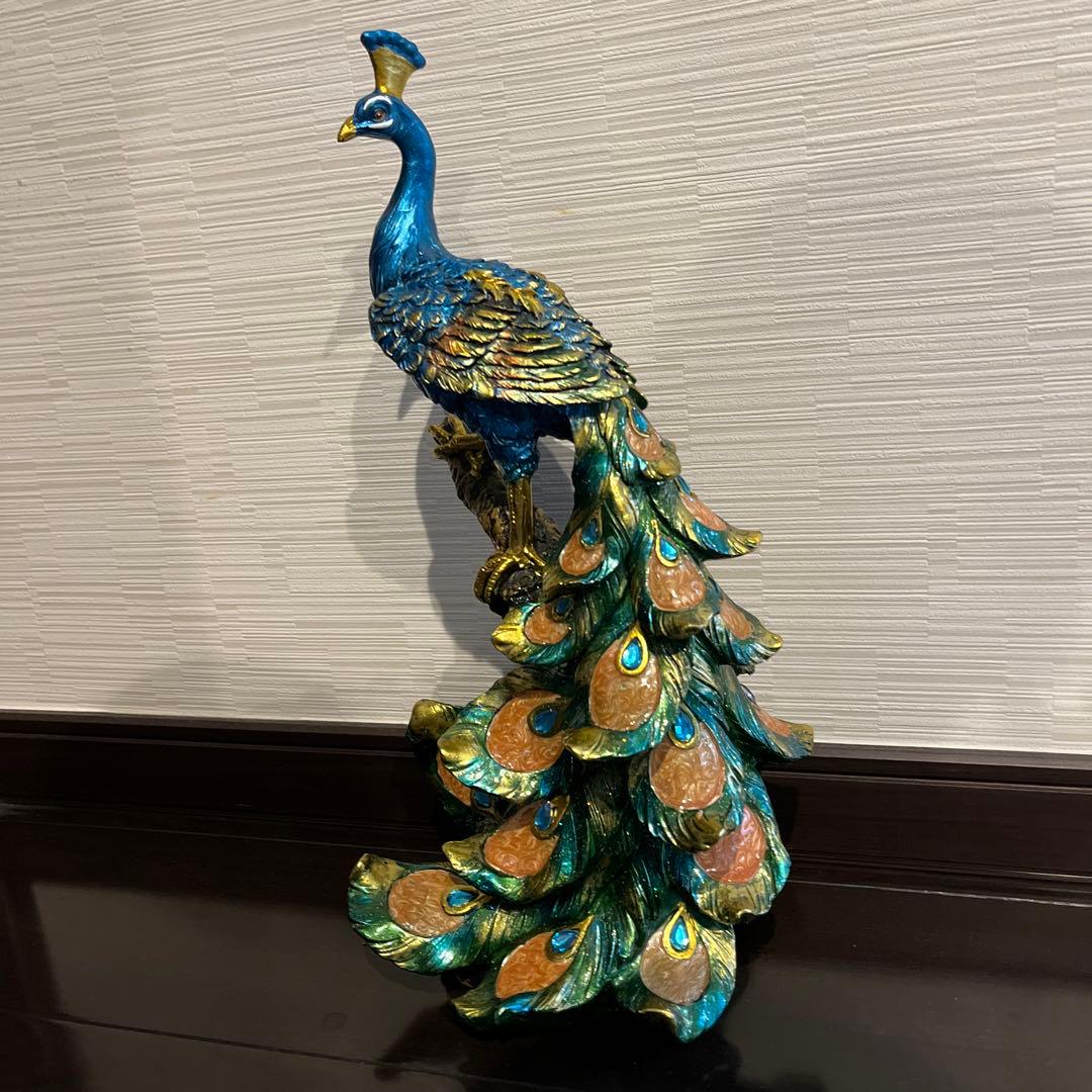 置物　孔雀　クジャク　インテリア　贈り物