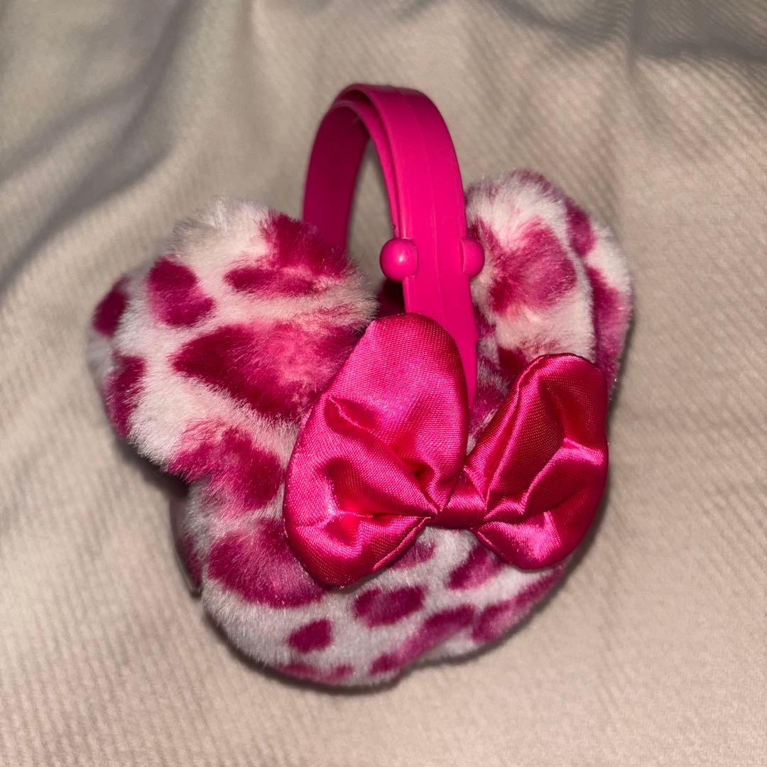 【激レア‼️】ミニー イヤーマフ 耳あて ヒョウ柄 ピンク 美品