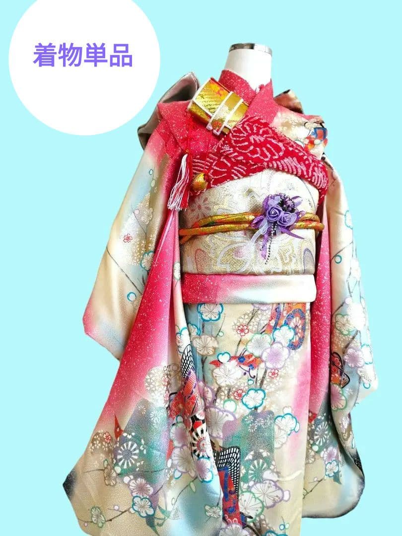 正絹☆古典調絵羽柄の着物単品