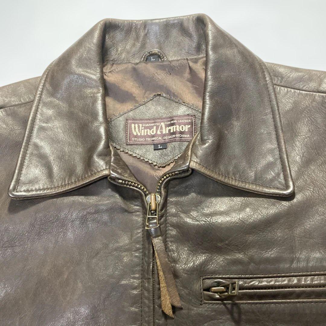 【激シブ】✨ ウインドアーマー レザージャケット 牛革 シングルライダース L
