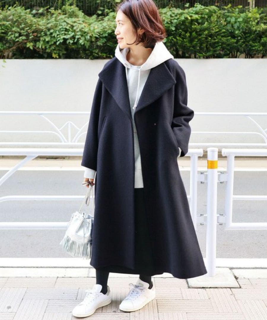 IENA ロングスリットコート　ネイビー