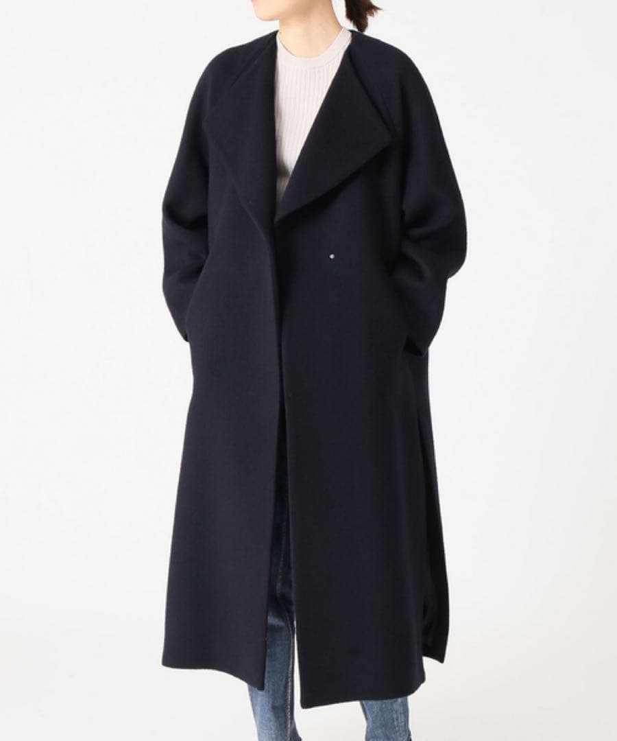 IENA ロングスリットコート　ネイビー