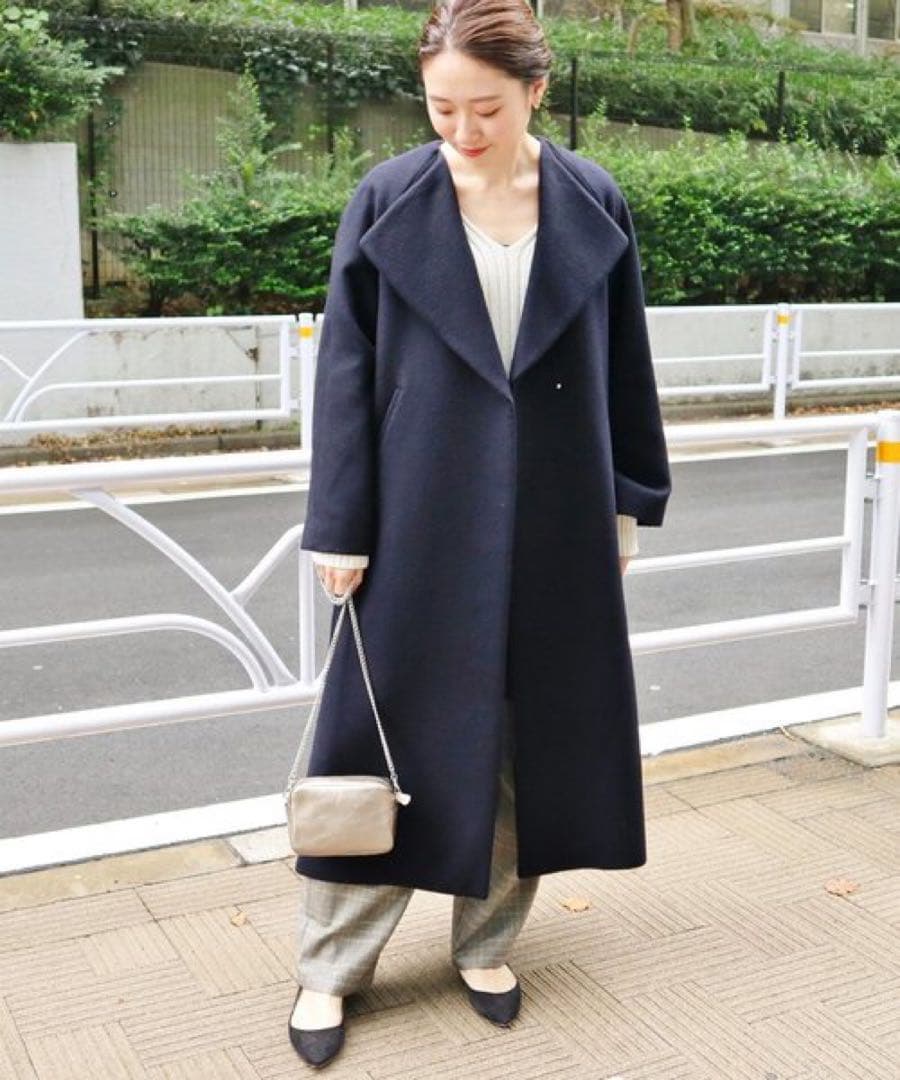 IENA ロングスリットコート　ネイビー