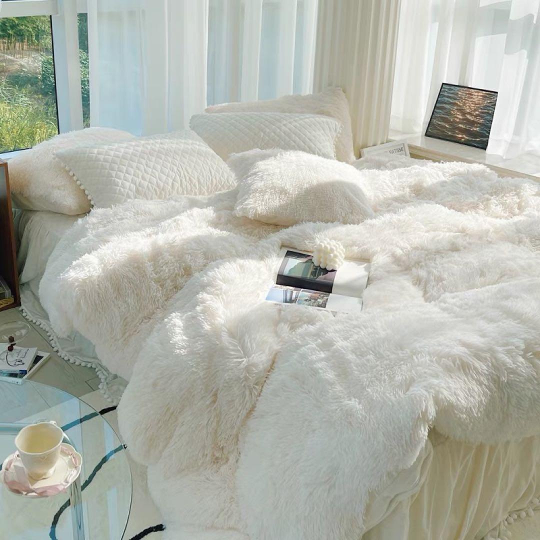 キングサイズ ファー素材 シーツセット