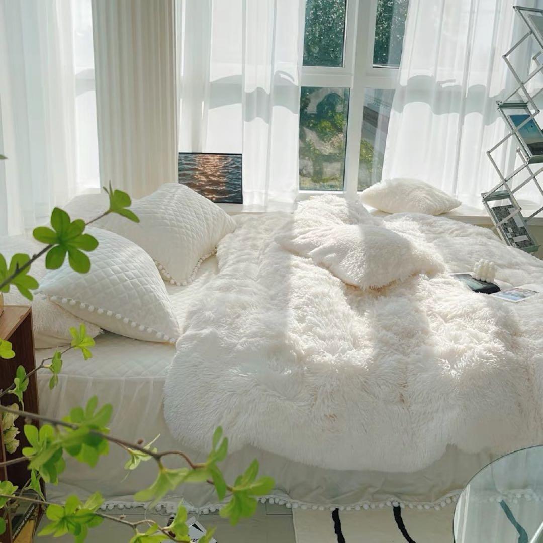 キングサイズ ファー素材 シーツセット