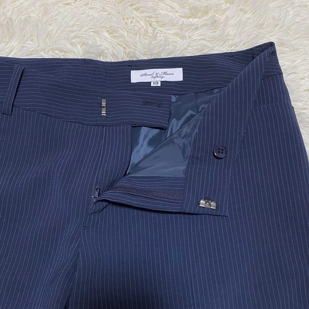 ゆりぴはるやま パンツスーツ 13号 ネイビー ストレッチ ウォッシャブル