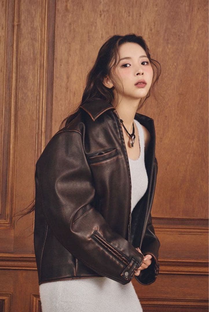 MICHIXSLY ミチスライ F／LEATHER ジャケット ブラウン