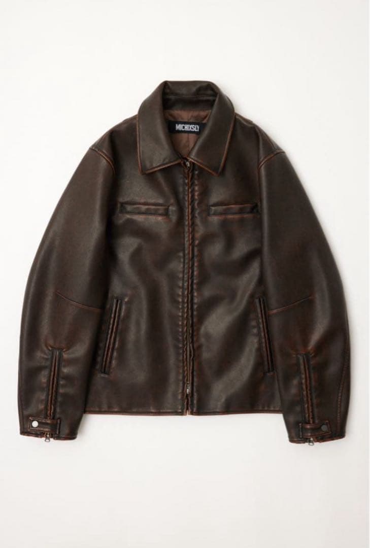MICHIXSLY ミチスライ F／LEATHER ジャケット ブラウン