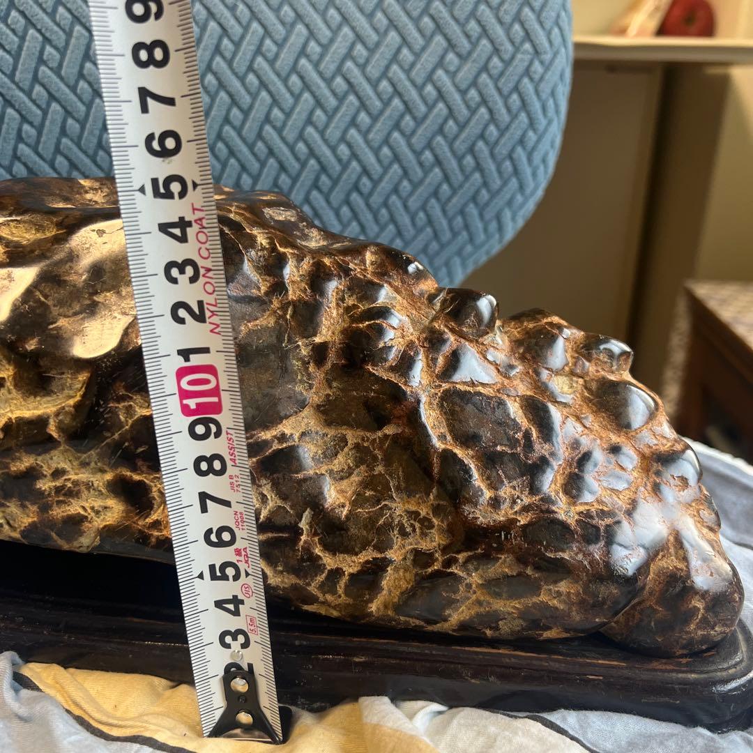 天然石の置物 木製台座付き