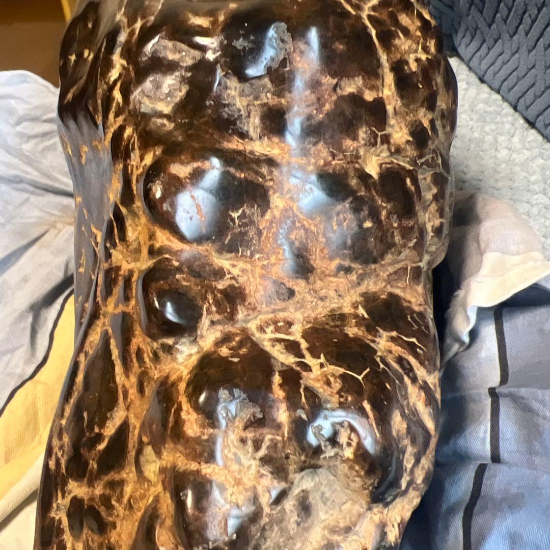 天然石の置物 木製台座付き