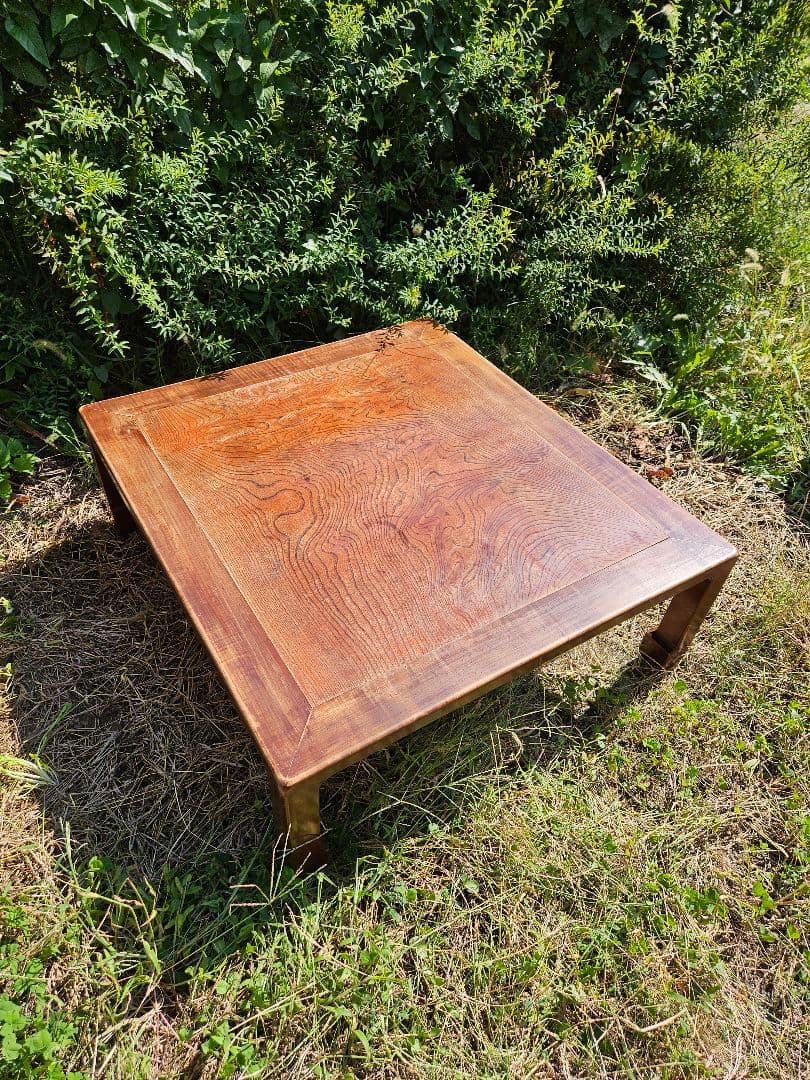 日本のアンティーク 古木の座卓 机 ローテーブル 飾り台 無垢材 木製 和家具