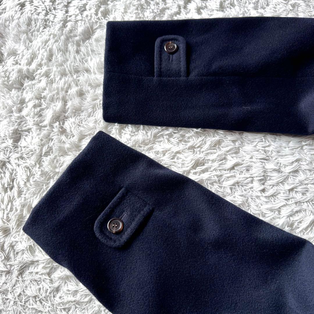 美品　ダーバン　カシミヤ　ステンカラーコート　比翼　ネイビー　紺　A5 ビジネス