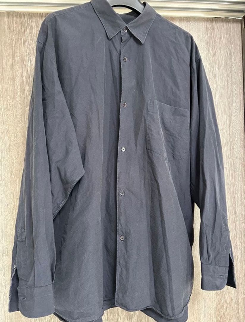 COMOLI コモリシャツ コットン レギュラーカラー 黒　ネイビー　サイズ4