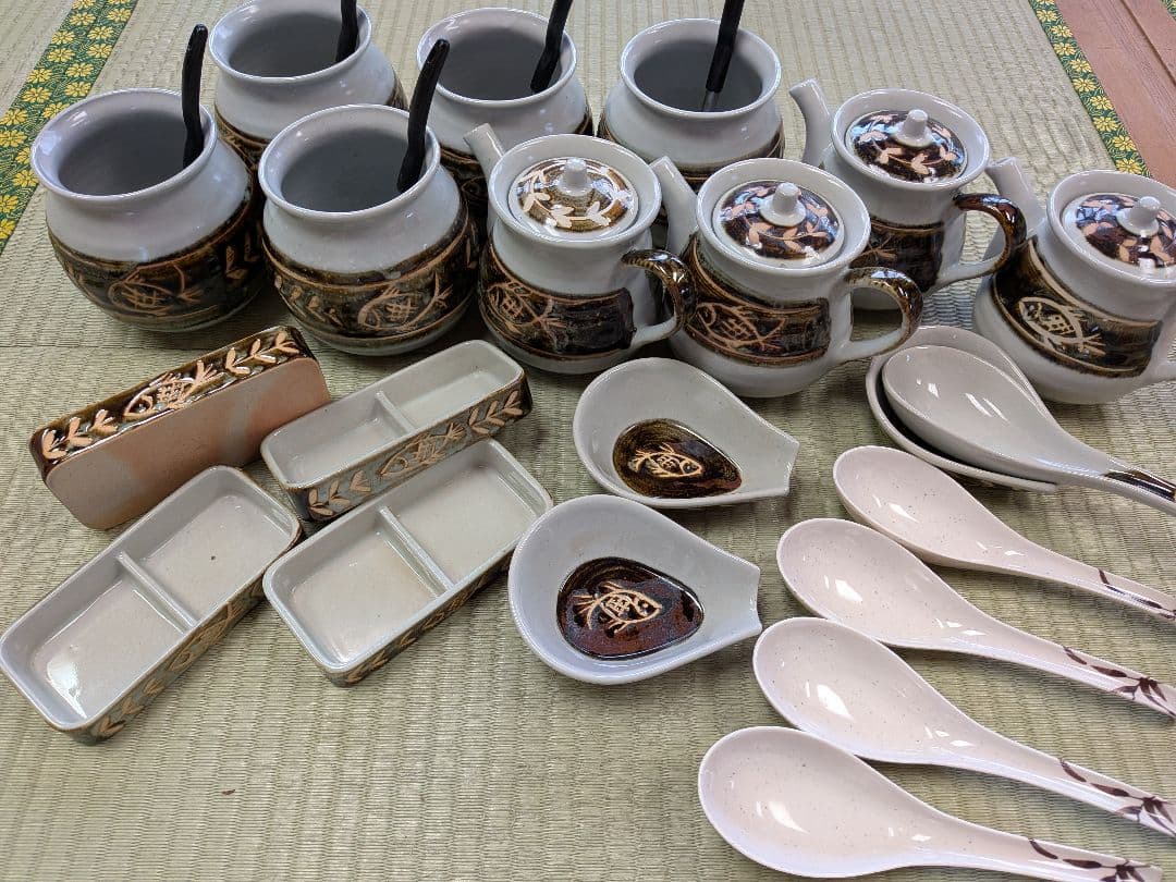 土鍋備品セット ガラ入れ(アク入れ) ぽん酢入れ 薬味入れ レンゲ+受け皿等