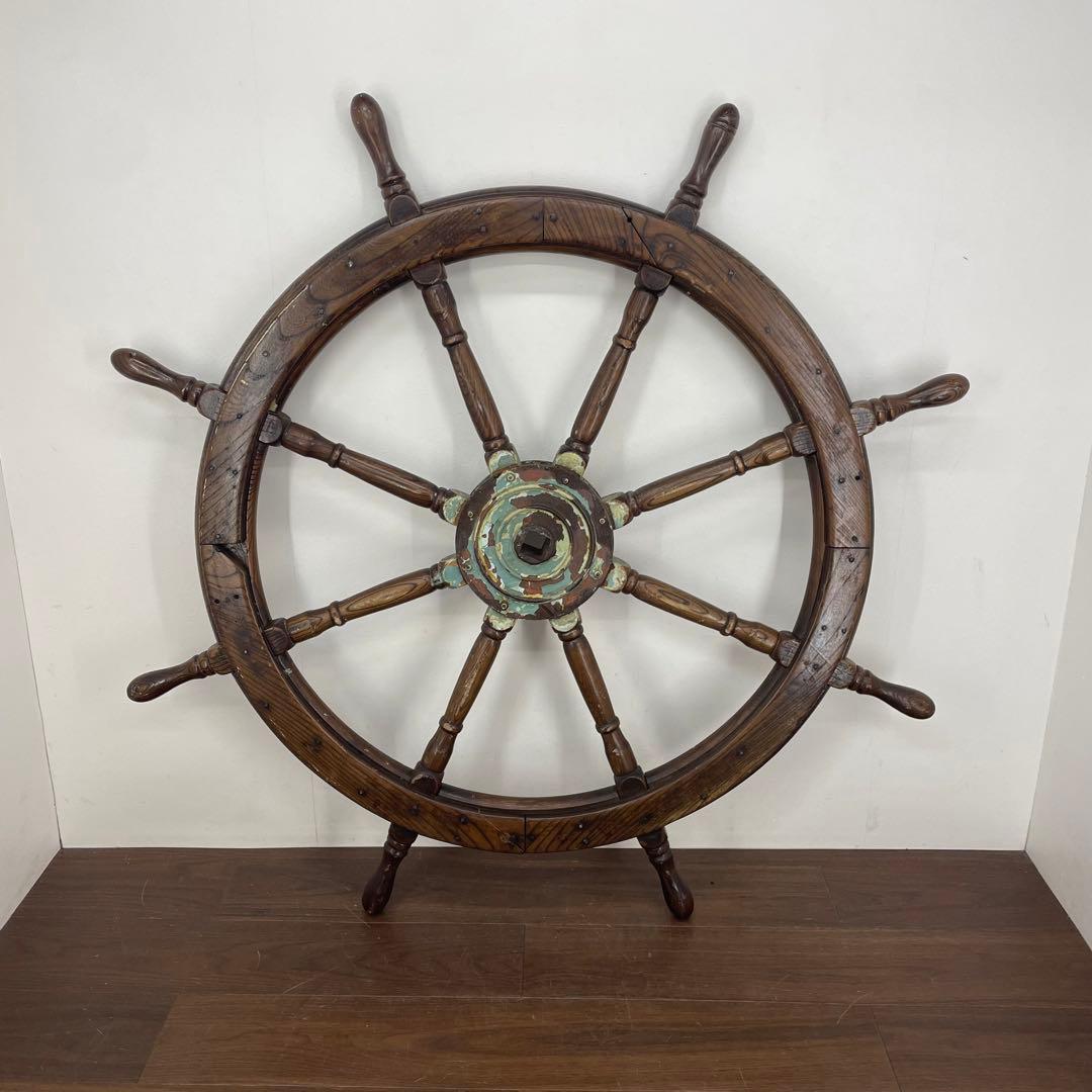 EBK14 船舵 操舵輪 ハンドル オブジェ アンティーク レトロ インテリア