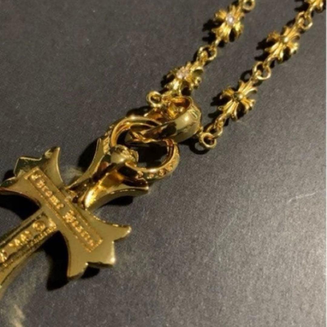 22k ダイヤ　タイニークロスチェーン　ネックレス　50㎝