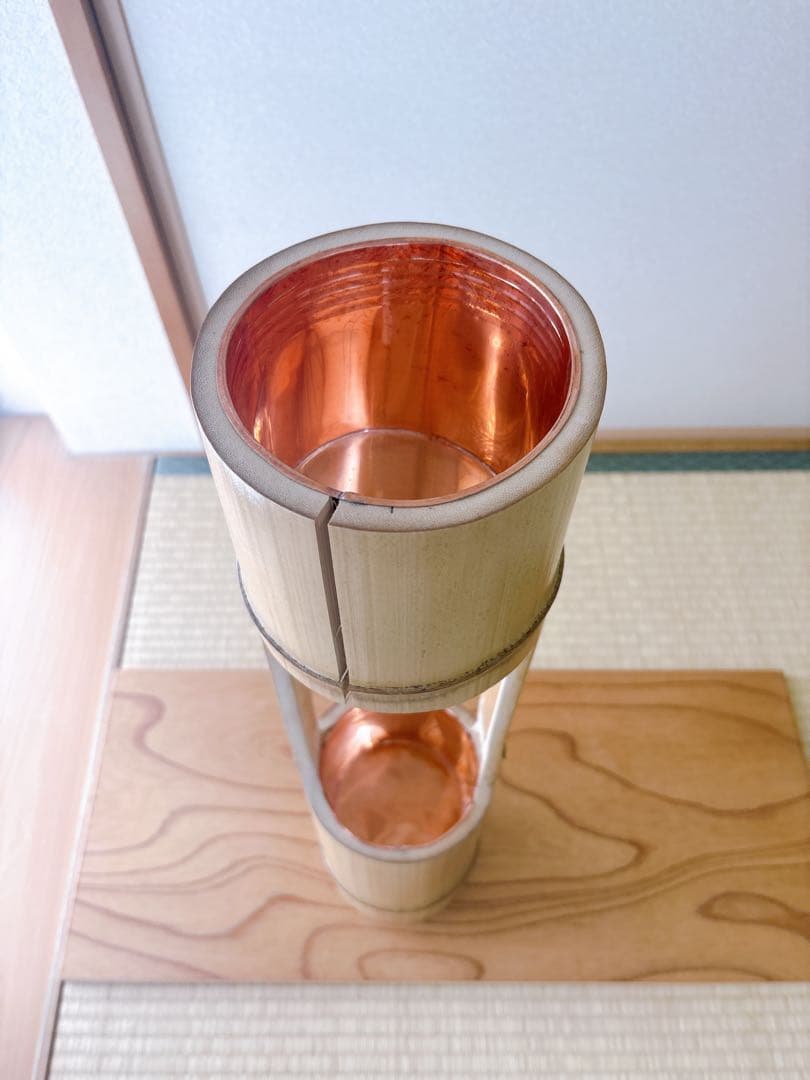 86 美品　根なし　二重切り　二重切　 生け花　竹花入れ　華道具