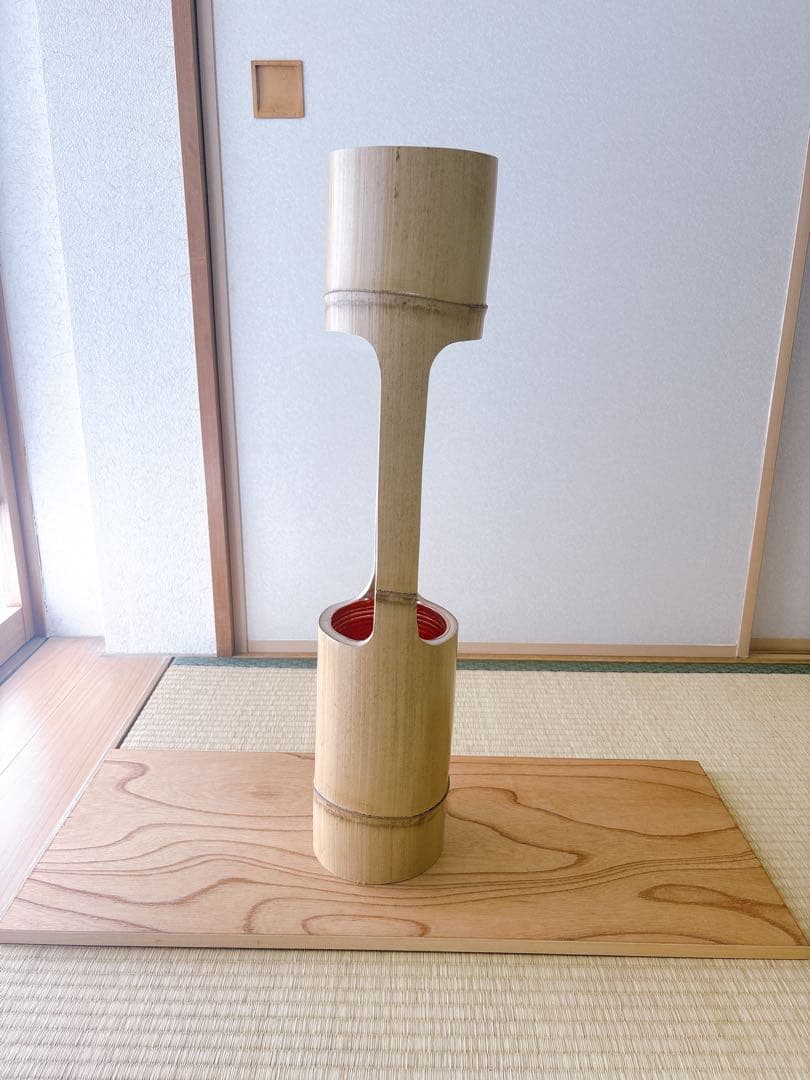 86 美品　根なし　二重切り　二重切　 生け花　竹花入れ　華道具