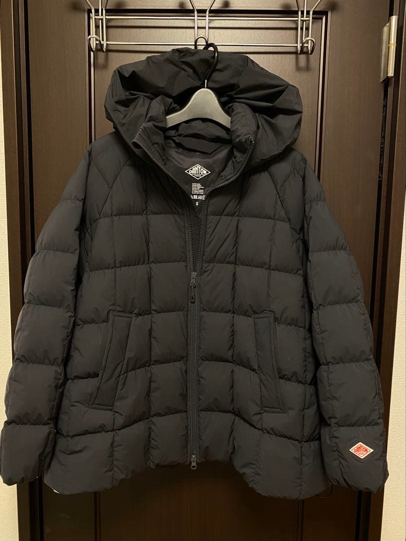 DANTON スクエアステッチAラインフード付きダウンジャケット S サイズ