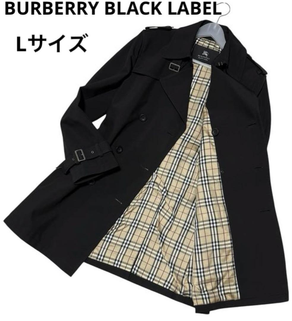 未使用級　バーバリーブラックレーベル　トレンチコート　黒　Lサイズ