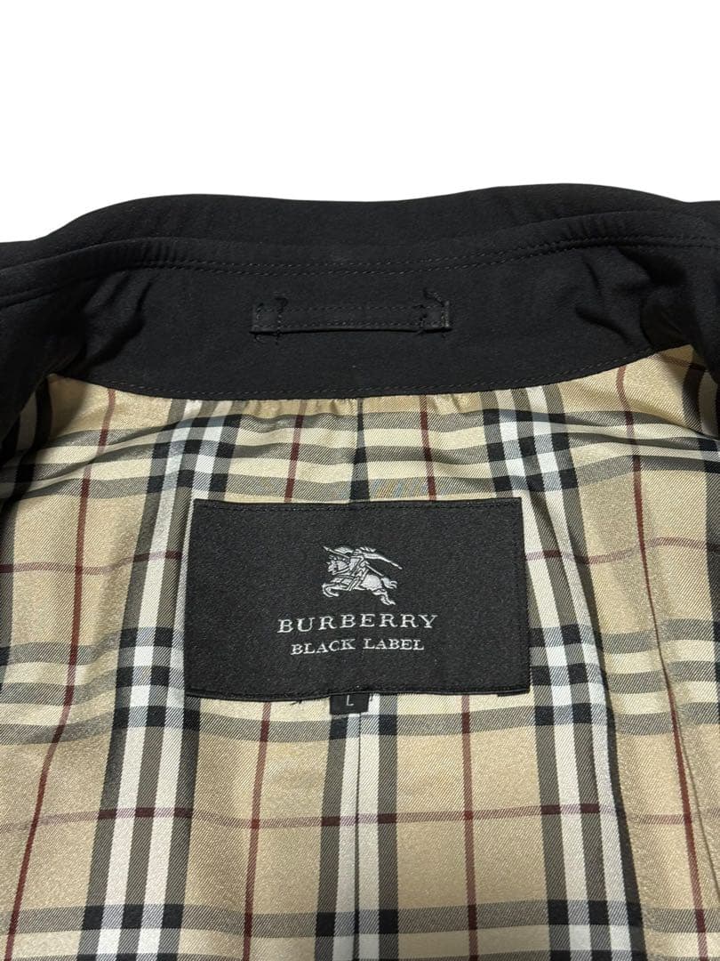 未使用級　バーバリーブラックレーベル　トレンチコート　黒　Lサイズ