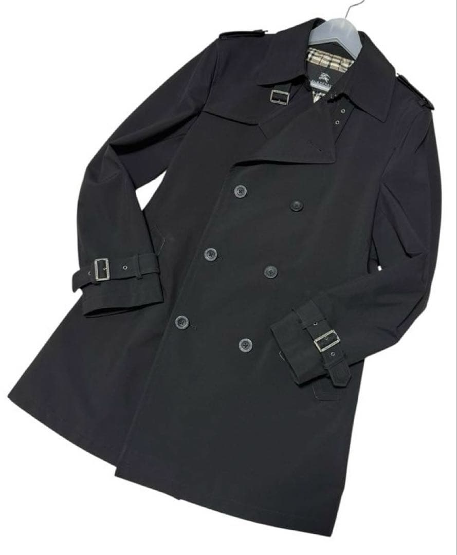 未使用級　バーバリーブラックレーベル　トレンチコート　黒　Lサイズ