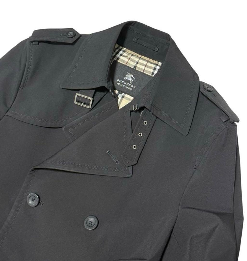 未使用級　バーバリーブラックレーベル　トレンチコート　黒　Lサイズ