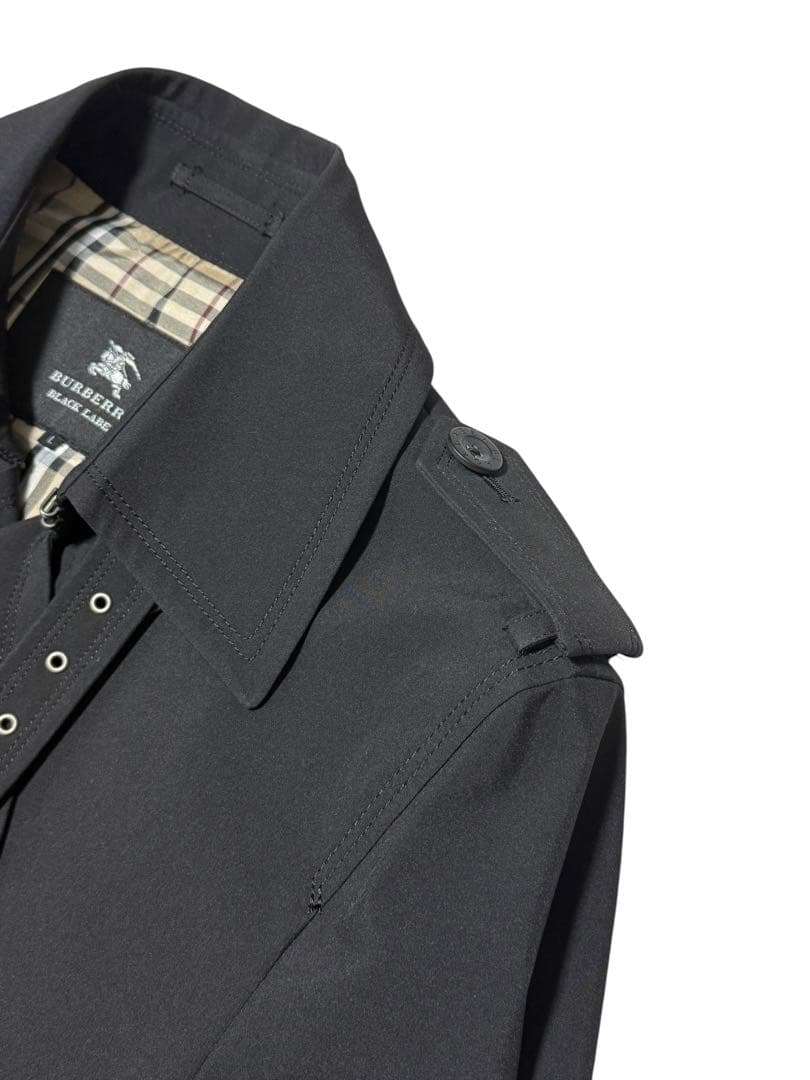 未使用級　バーバリーブラックレーベル　トレンチコート　黒　Lサイズ