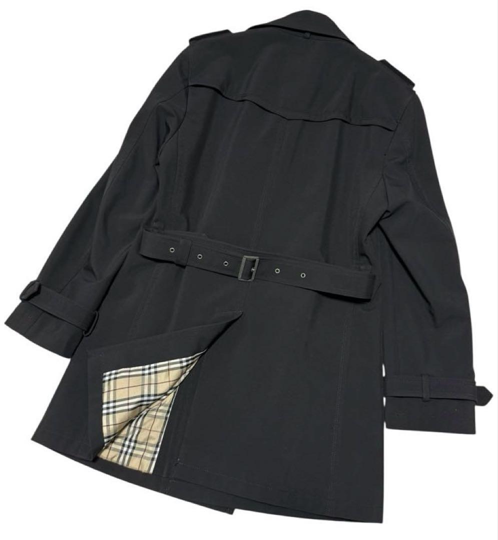 未使用級　バーバリーブラックレーベル　トレンチコート　黒　Lサイズ