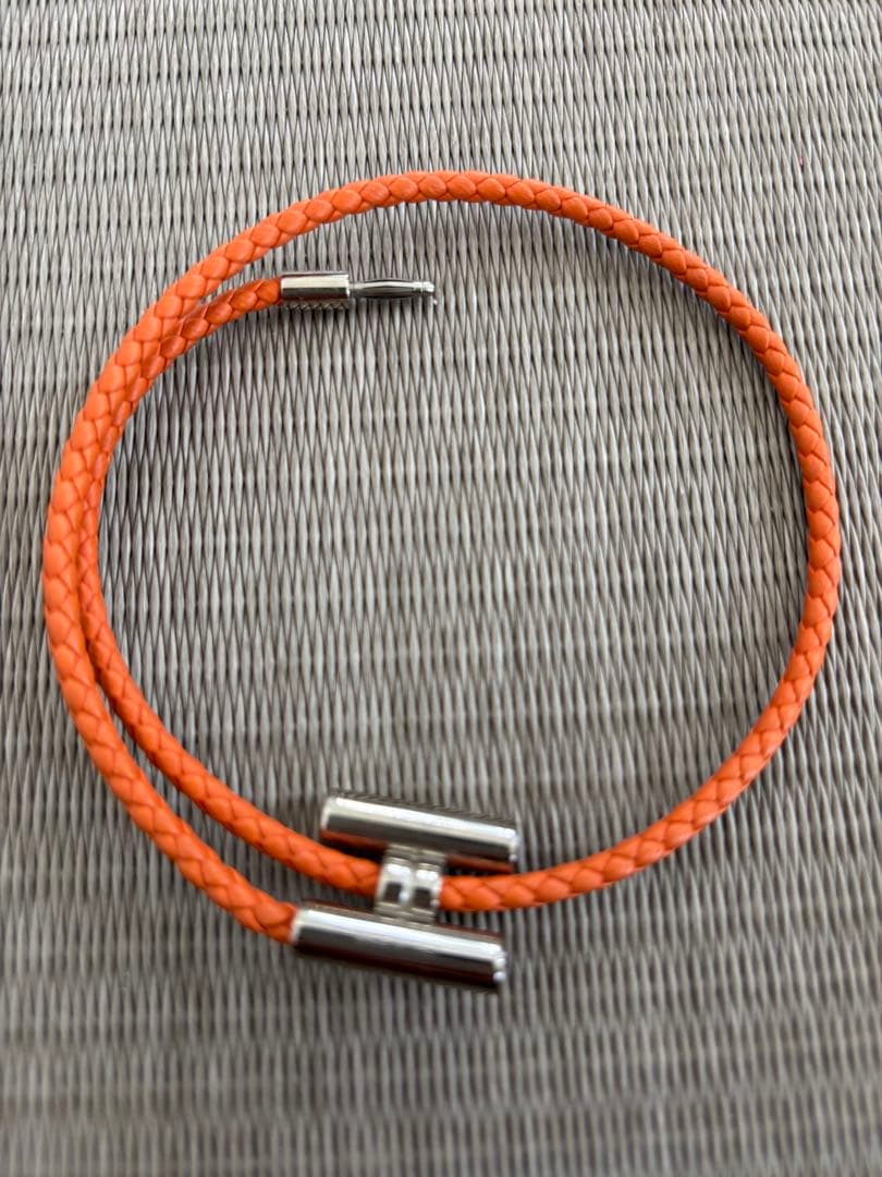 エルメス レザー ブレスレット トゥルニ トレッセ オレンジ