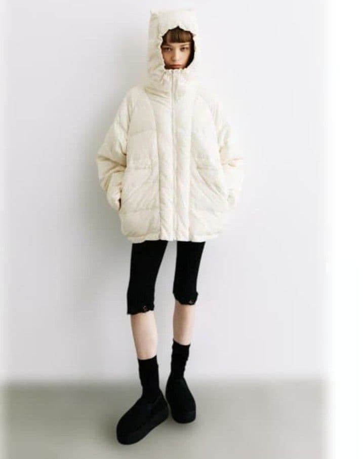 wcj 【撥水】猫耳ダウンジャケット　ホワイト　新作