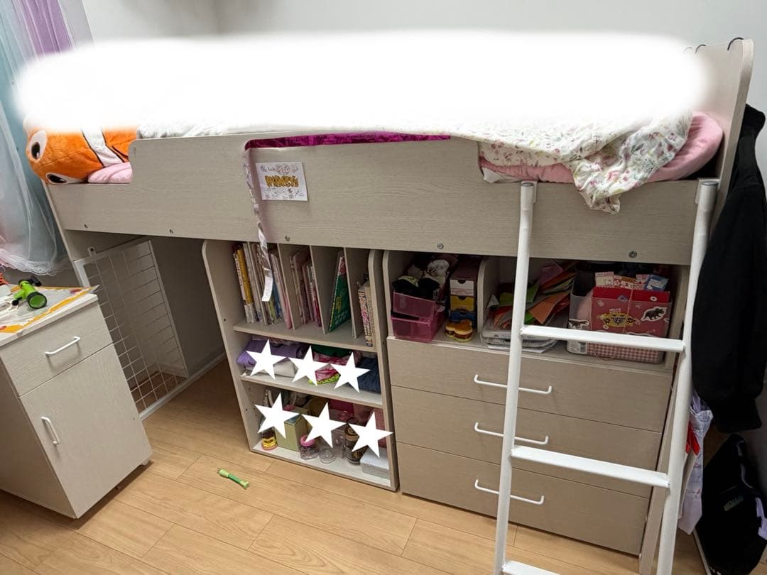 ニトリ✨️システムベッド ホワイト ロフトベッド 収納付き こども 新生活