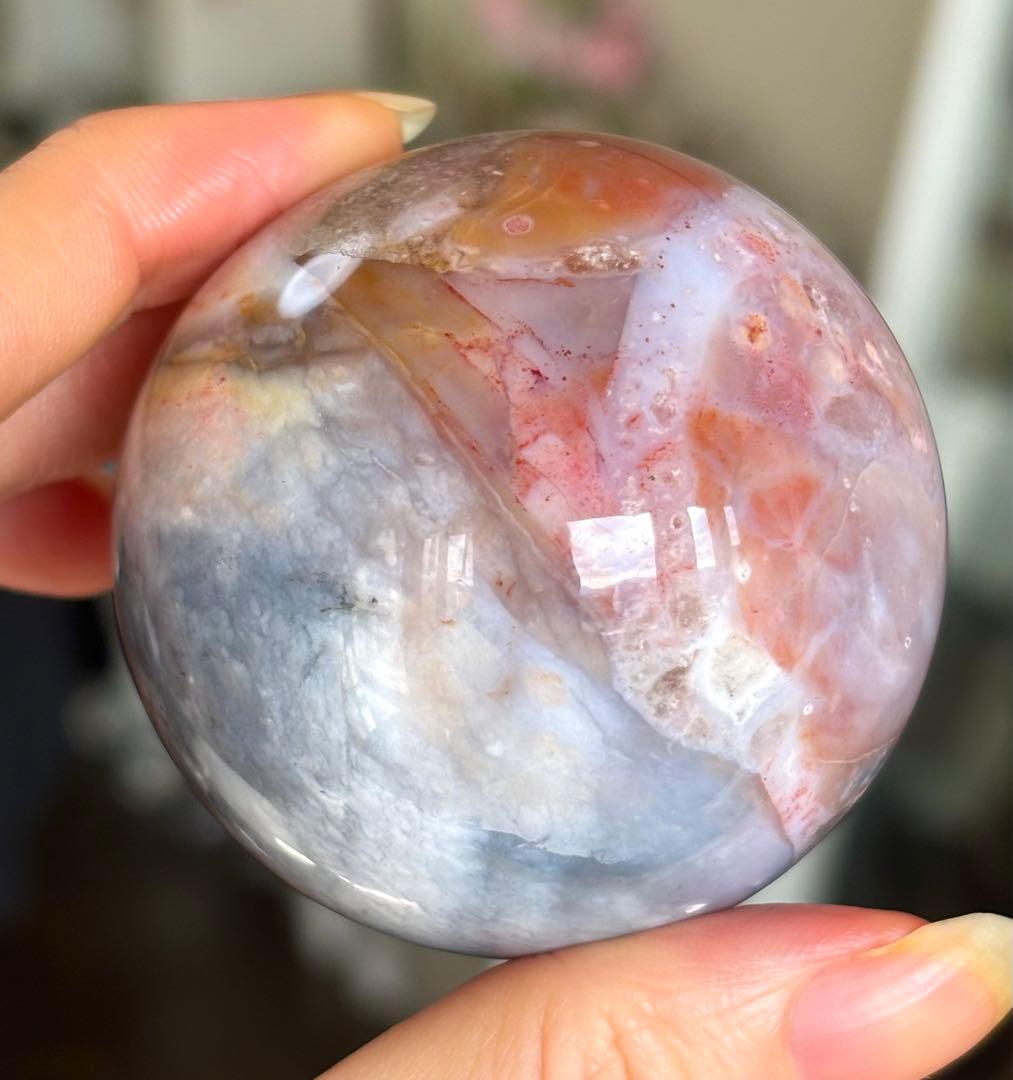レアカラー　高品質　ブルーピンク　ペトリファイドウッド　スフィア　珪化木　天然石