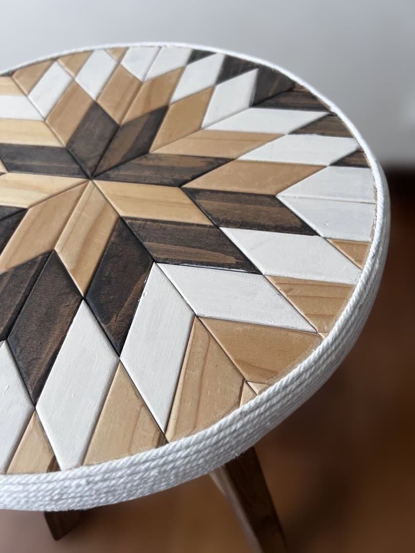 一点もの｜オルテガ柄 木製スツール(丸型)